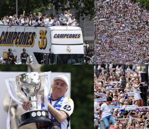 La celebración este domingo del 36º título de Liga del Real Madrid dejó imágenes curiosas .
