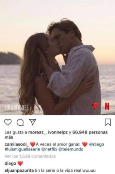 Hasta Juanpa Zurita, quien interpreta a Alex en 'Luis Miguel la serie', comentó en una de las publicaciones de Sodi, donde ella aparece besando a Boneta en el episodio 11 de bioserie del 'Sol de México'.