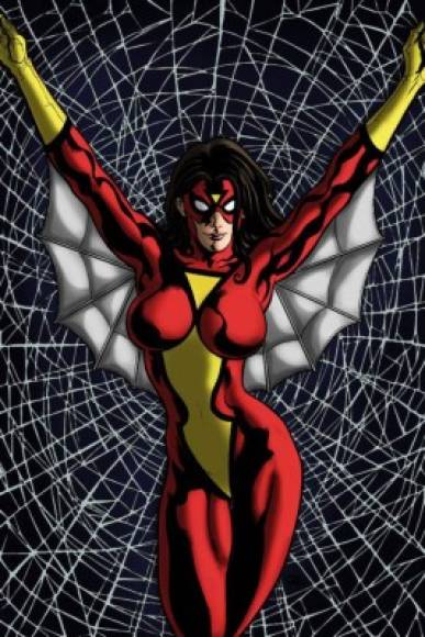 MUJER ARAÑA<br/>Identidad: Jessica Drew<br/>Poderes/habilidades: Similares a los de su contraparte masculina: Gran fuerza, habilidad de trepar por las paredes, vuelo limitado y su “picadura de araña”, unas descargas bioeléctricas conocidas como rayos venenosos.<br/>