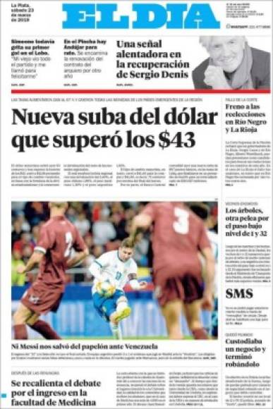 El Día de Argentina señala que fue papelón el de Argentina y Messi ante Venezuela.