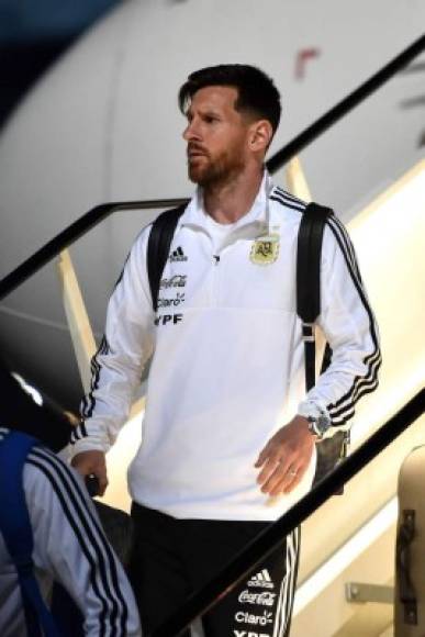 Messi lideró la llegada de Argentina a Rusia. Foto AFP