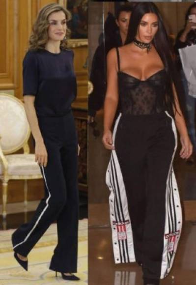 La reina Letizia, con un 'track pants' similar al que usó Kim Kardashian.