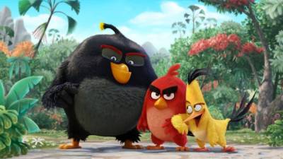 Los personajes de 'Angry Birds': Bomb,Red y Chuck.