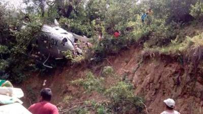 Fotografía proporcionada por las autoridades mexicanas que muestra la aeronave accidentada.