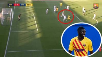 Ousmane Dembélé inauguró el marcador en el amistoso Barcelona-Nástic.