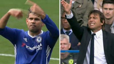 Costa y Conte han generado controversia tras lo ocurrido. El delantero le pidió que lo sacara.