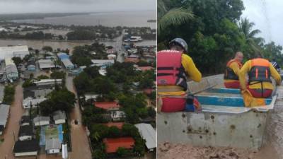 Las torrenciales lluvias de la tormenta Eta provocaron serias inundaciones en Puerto Cortés, zona norte de Honduras.