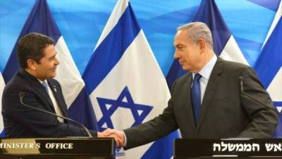 El presidente Hernández y el primer ministro Benjamin Netanyahu.