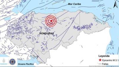 Mapa de Honduras que muestra el punto donde se produjo el sismo.