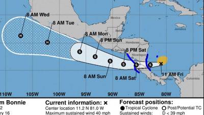 El fenómeno meteorológico se moverá hoy a través del sur de Nicaragua.