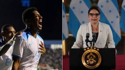 Collage que muestra el “El Choco” Lozano, capitán de la Selección Nacional, y Xiomara Castro, presidenta de Honduras.