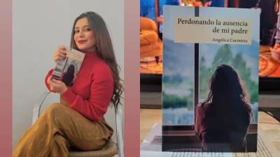 La escritora Angélica Carranza y su libro “Perdonando la ausencia de mi padre”.