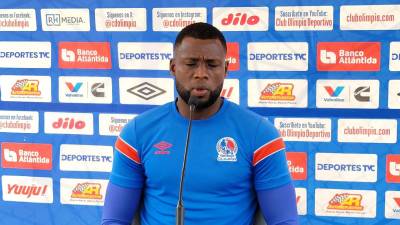 Yustin Arboleda en conferencia de prensa previo al clásico entre Olimpia y Motagua.