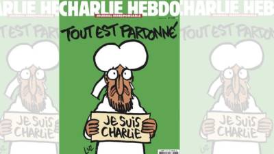 El semanario satírico 'Charlie Hebdo' ha elegido para la portada de su próximo número, que saldrá a la venta este miércoles, una caricatura de Mahoma en la que el profeta sostiene un cartel de 'Yo soy Charlie', popularizado como lema de solidaridad con los doce fallecidos en el ataque a la revista.