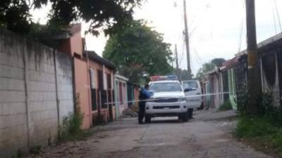 Agentes de la Policía Nacional resguardan la zona donde fue encontrado el cadáver.