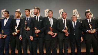 Los galardonados en la gala de entrega de los Premios LFP celebrada en el auditorio Príncipe Felipe, en Madrid.