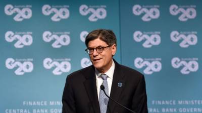 Jack Lew, Secretario del Tesoro de los Estados Unidos, durante su intervención.