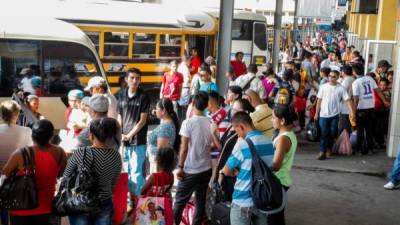 Terminal de buses de San Pedro Sula. Foto de archivo.