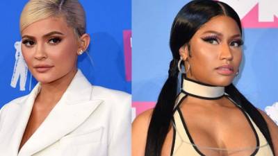 Collage fotos Kylie Jenner (i) y Nicki Minaj durante los MTV VMA's 2018 el pasado 20 de agosto.