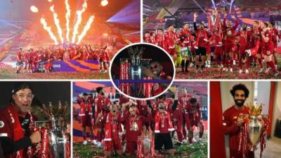 Las imágenes de la celebración del Liverpool con el trofeo de campeón de la Premier League, su primer título liguero del fútbol inglés en treinta años en una ceremonia organizada tras ganar al Chelsea.