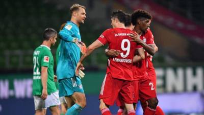 Jugadores del Bayern Múnich celebraron la obtención del título. Foto EFE.