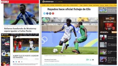 La prensa mexicana destacó el fichaje del delantero hondureño Alberth Elis por el Monterrey de la Liga MX.