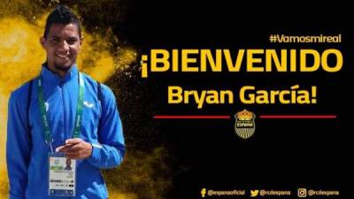 Así anunció el Real España el fichaje de Bryan García.