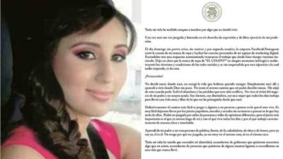 La hija de 'El Chapo' publicó la carta en Instagram.