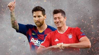 Lionel Messi y Robert Lewandowski se verán las caras en el duelo Barcelona-Bayern Múnich de Champions League.