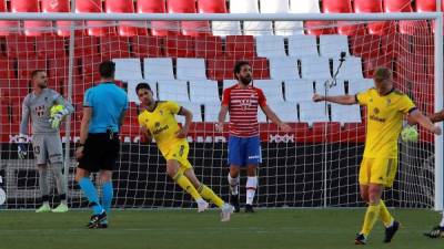 El delantero Rubén Sobrino del Cádiz marcó el gol de la victoria en el campo del Granada. Foto EFE.
