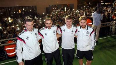 Bale, Benzema, Kroos e Illarra, fueron protagonistas en la tienda Adidas de Marrakech.