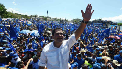 El candidato del Partido Nacional, Juan Orlando Hernández, en una concentración política en Gracias Lempira, en el occidente de Honduras.