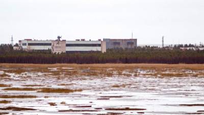 Edificios de la base militar ubicada en el pequeño pueblo de Nyonoska en la región de Arcángel, el norte ruso.