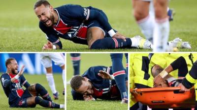 Entre lágrimas y gritos de dolor, así se fue Neymar del campo en el partido PSG-Lyon tras sufrir una dura falta que le ha provocado una nueva lesión.