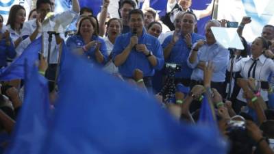 El presidente Juan Orlando Hernández durante la convención del Partido Nacional.