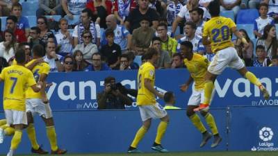 Antony Lozano festejó a lo grande con sus compañeros su gol ante Real Zaragoza.