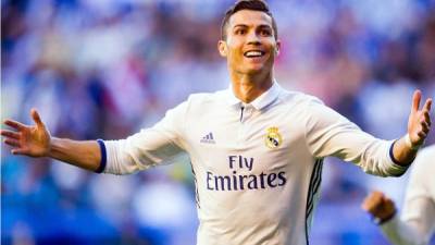 Cristiano Ronaldo celebrando un gol con el Real Madrid.