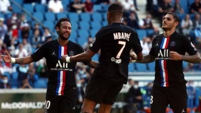 Neymar, Mbappé y Mauro Icardi se lucieron en el amistoso del PSG tras el parón que provocó la pandemia. Foto EFE