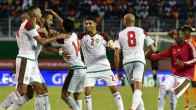 Los jugadores de Marruecos celebrando la clasificación al Mundial de Rusia 2018.