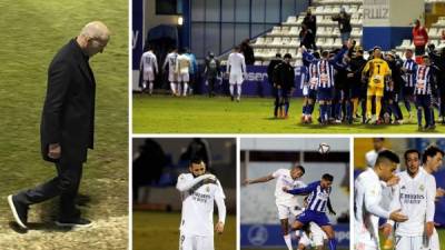 Las imágenes que dejó la eliminación del Real Madrid en dieciseisavos de final de la Copa del Rey, perdiendo por 2-1 contra el Alcoyano de la Tercera División.