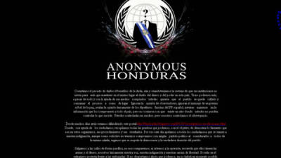 Los sitios web www.congresonacional.hn, www.seguridad.gob.hn fueron hackeados por 'Anonymous Honduras'.