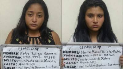 Norma Raquel Villalta Perla (21) y Katya Julissa Gómez (18) fueron capturadas en el bulevar Las Torres de la colonia Satélite en San Pedro Sula.