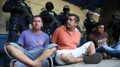 Los detenidos cuando fueron presentados a los medios en San Pedro Sula en el norte de Honduras.