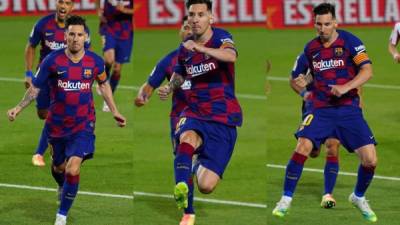 Messi celebrando su gol 700 de esta forma. Foto LaLiga.es
