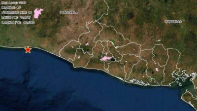 Epicentro del sismo. Captura de pantalla: Ministerio de Ambiente El Salvador