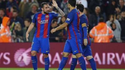 Paco Alcácer anotó un doblete en el triunfo de los culés ante el Sevilla.