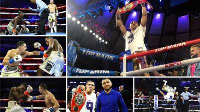 Las imágenes del triunfo de Teófimo López por nocaut contra Richard Commey en el Madison Square Garden para ganar el título mundial de la división peso ligero de la Federación Internacional de Boxeo (FIB).
