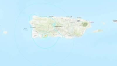 Mapa que muestra el foco sísmico en Puerto Rico.