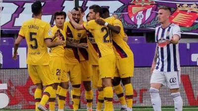 El Barcelona ganó al Valladolid con un gol del chileno Arturo Vidal. Foto EFE