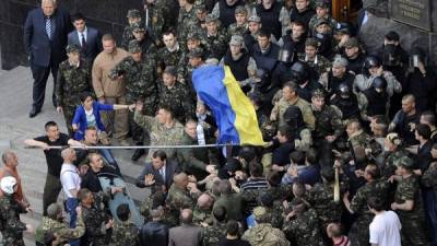 En el centro de Kiev, Ucrania se registraron fuertes manifestaciones.